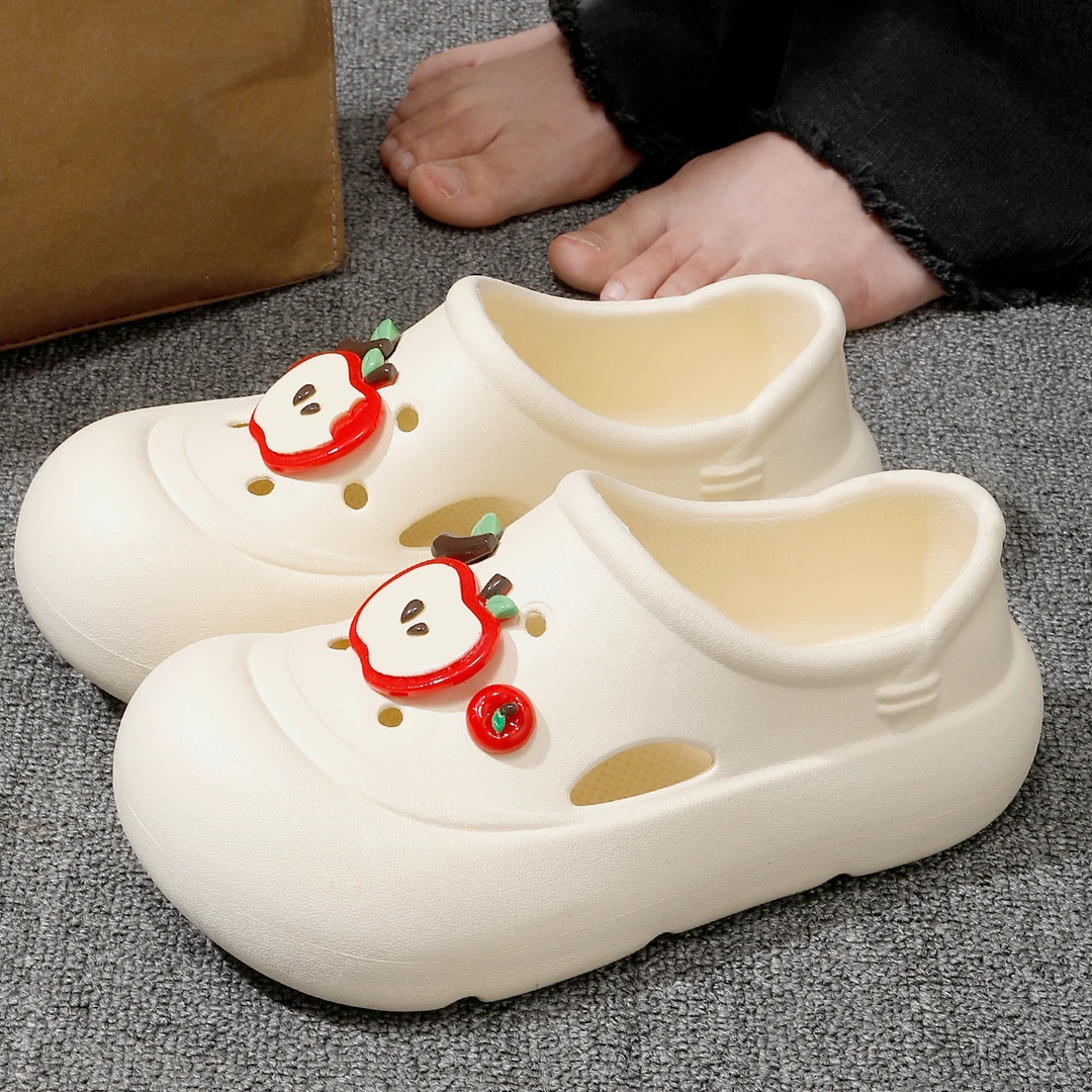 QUEEY HOME®夏季休闲外穿5cm包跟洞洞鞋女EVA厚底柔软防滑凉拖鞋