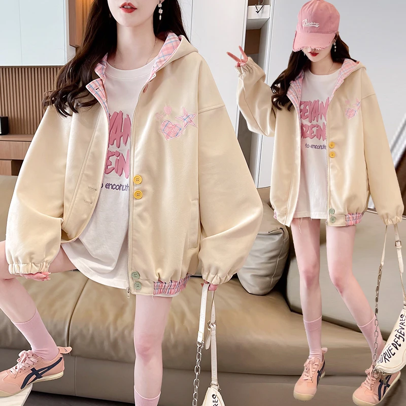 12岁女大童棒球服外套女春秋15初中学生13儿童设计感洋气夹克上衣