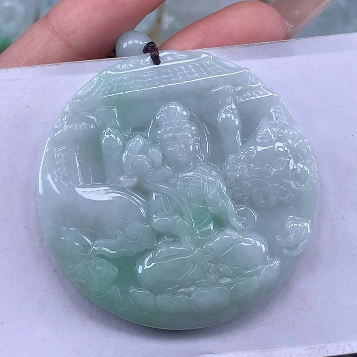 颈饰未镶嵌翡翠文殊菩萨吊坠