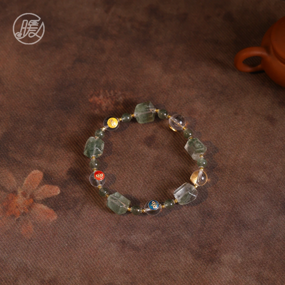 单圈绿幽灵水晶手串搭配切面配石手链F5315多样性发一