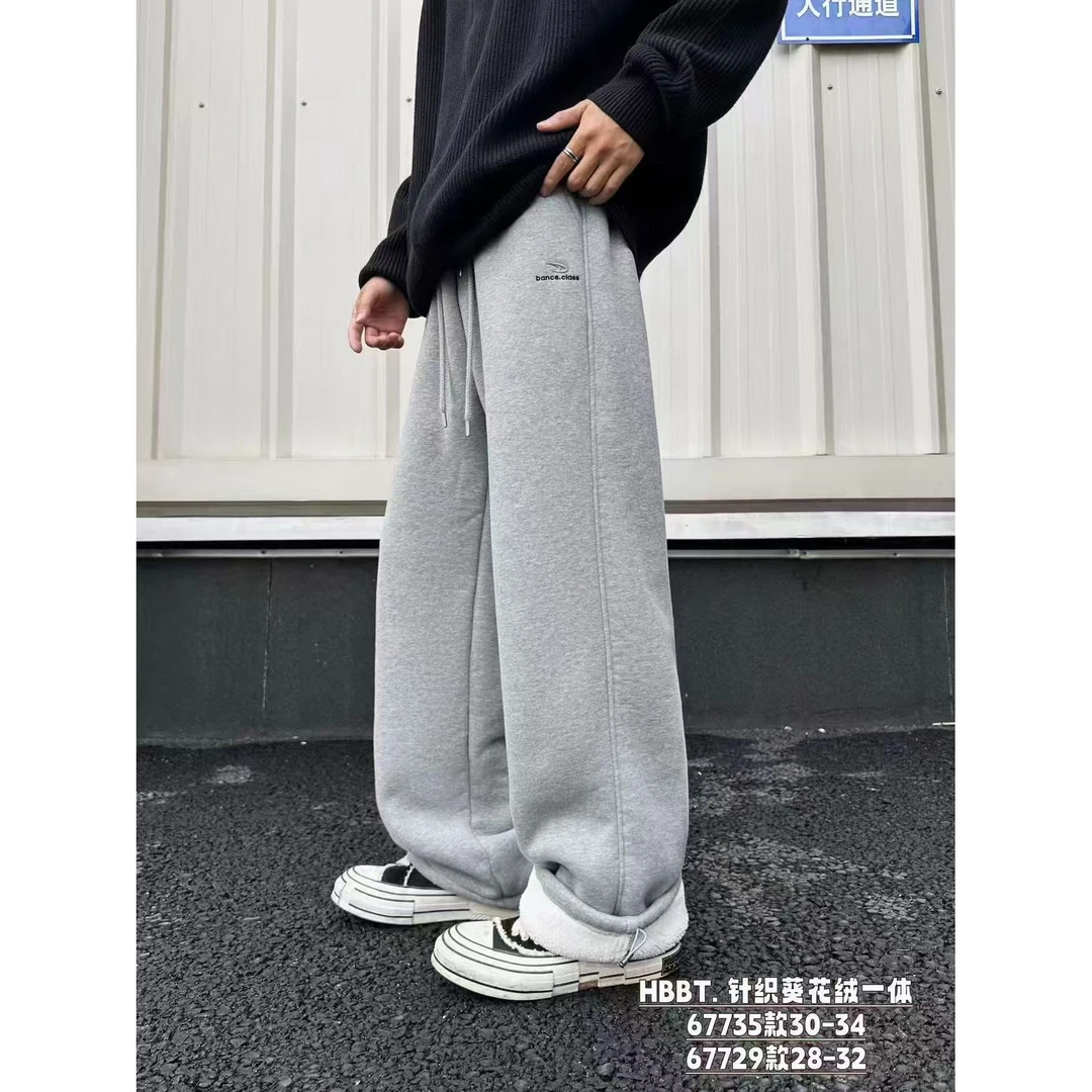 【35091-灰色】青少年秋冬加绒款运动卫裤