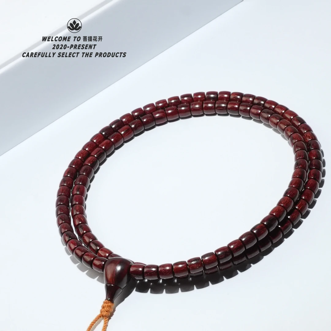 【小叶紫檀长串】7.2*6.8mm天然直切108文玩好物精抛光工艺脖挂
