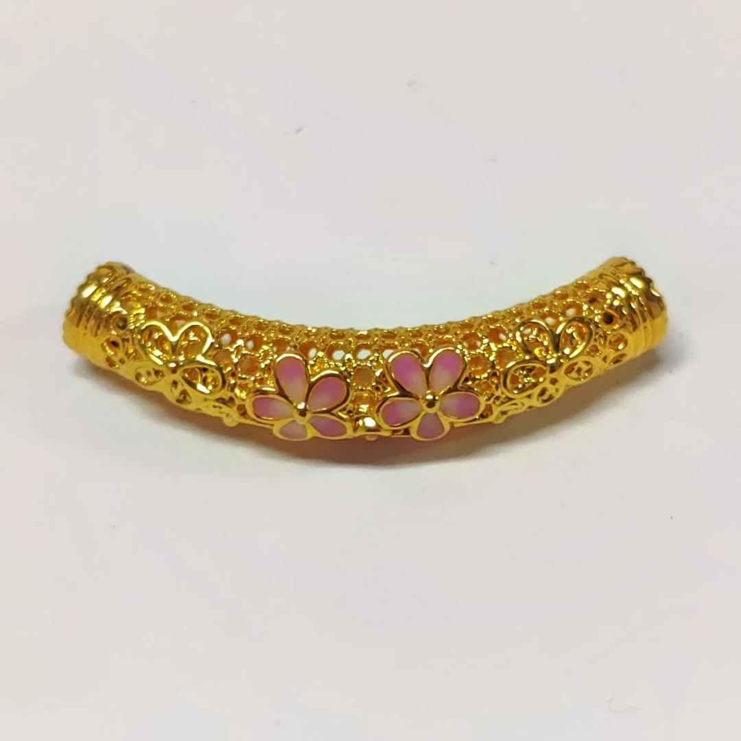 足金饰品/珐琅桃花弯管/1.09/1B5B24164/h