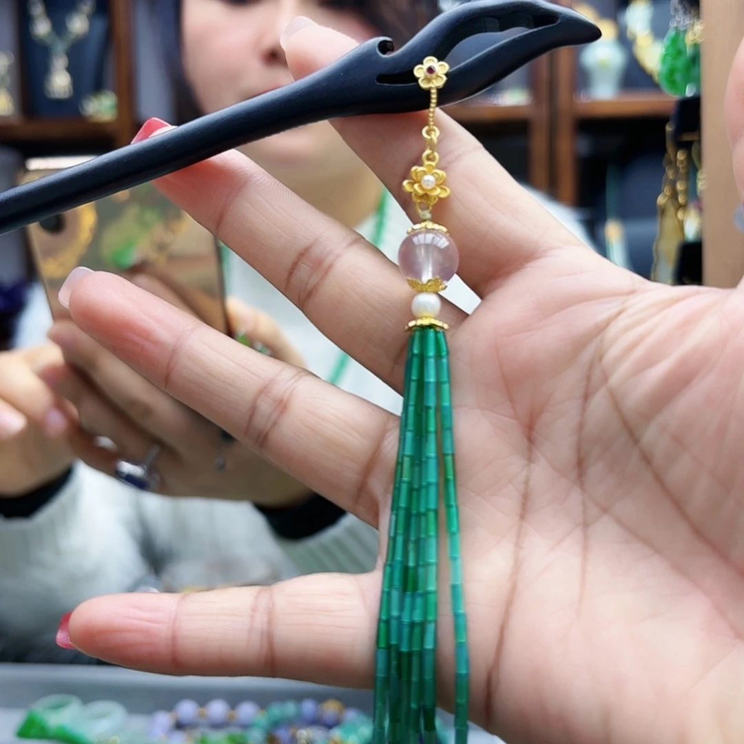 三***月翡翠未镶嵌挂件发簪