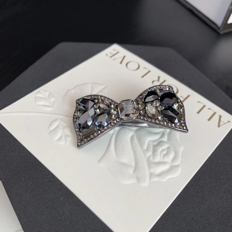 K315【金闪闪】4.5厘米定制满钻蝴蝶结一字夹