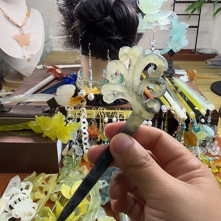 蛇纹石玉合金发饰