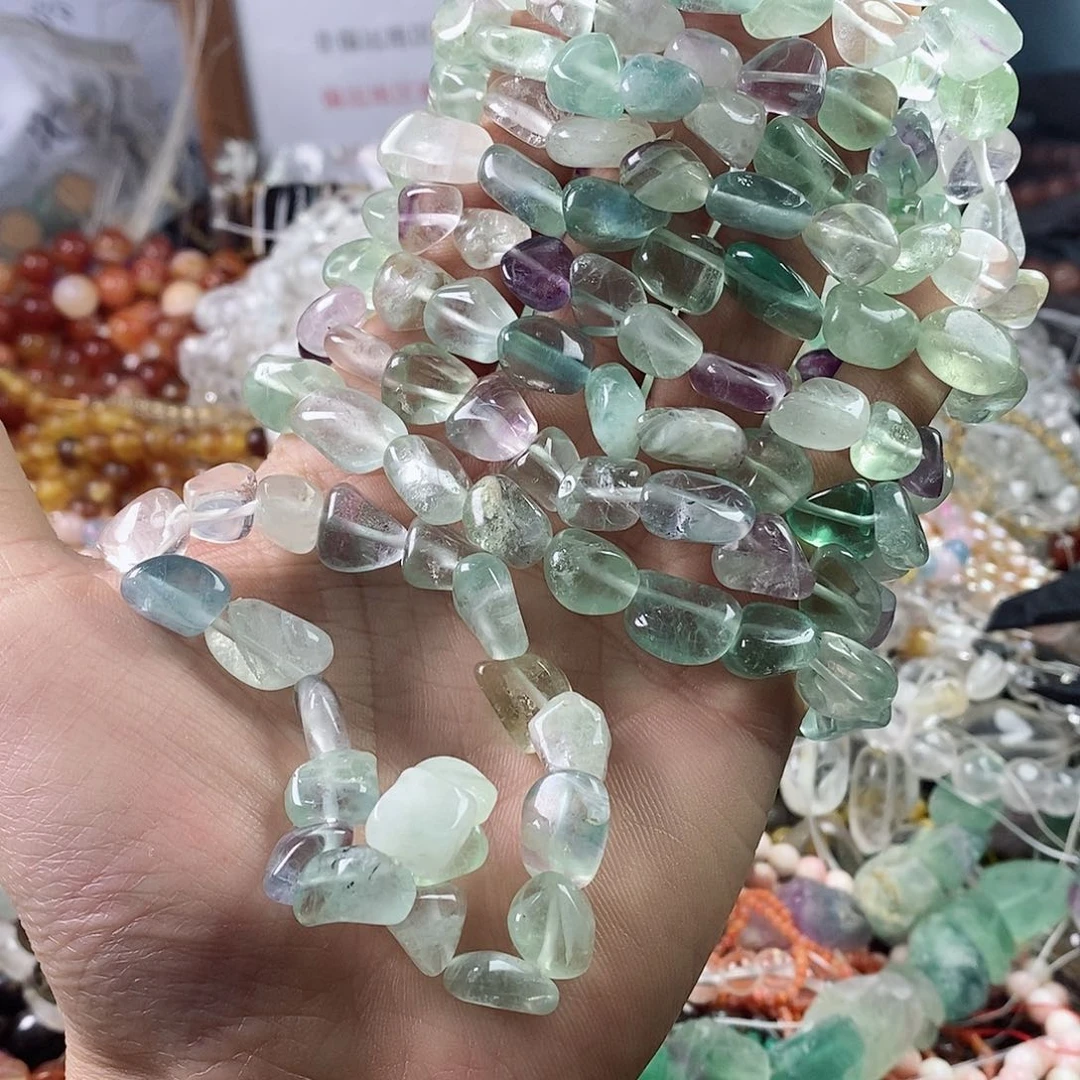 玛瑙/玉髓珠宝半成品未镶嵌一条天然不规则萤石手链C126