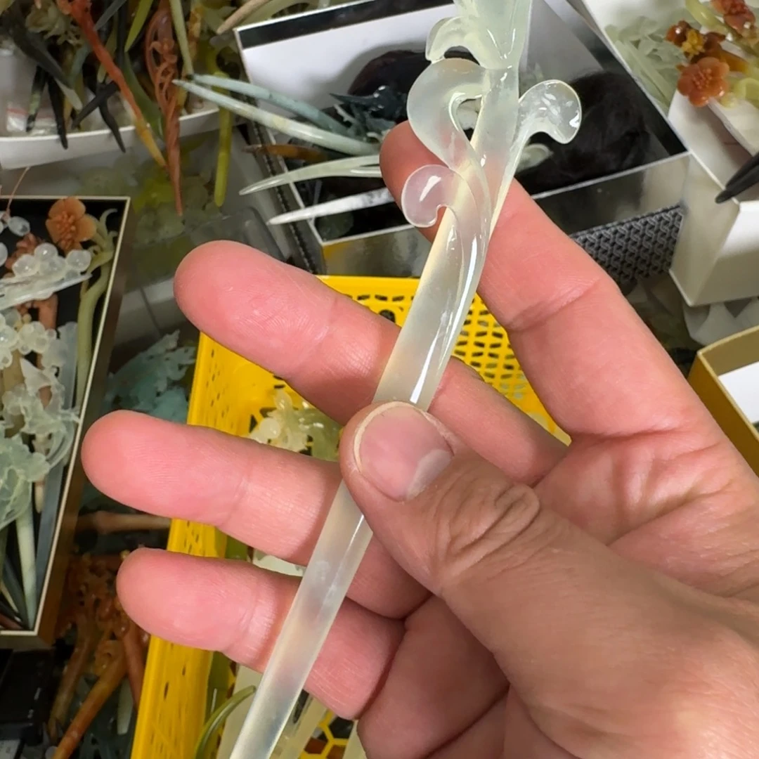 岫玉未镶嵌发饰明君玉簪就是好看