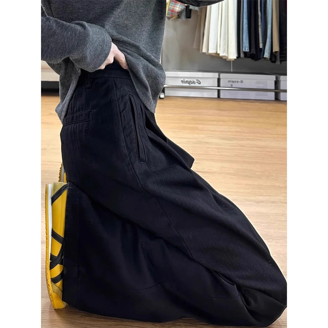 黑色裤子女胖mm大码显瘦阔腿裤宽松bf慵懒风梨型身材小个子牛仔裤