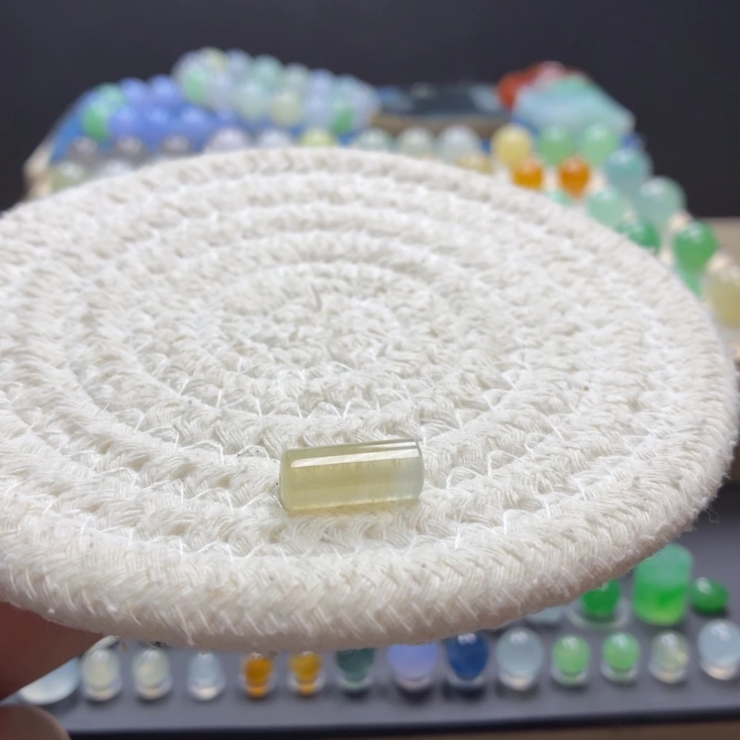 翡翠未镶嵌手链6.3/14.9冰黄桶珠