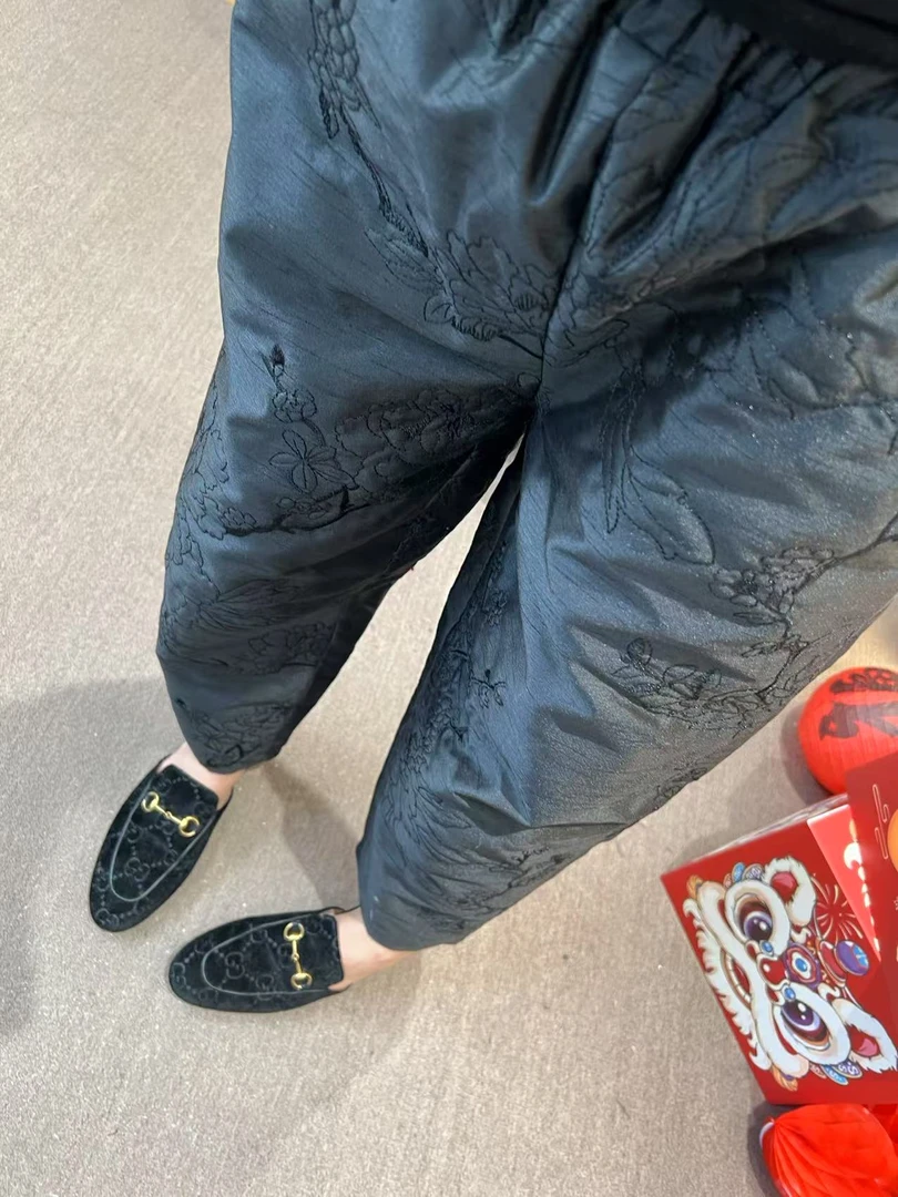 【沐木家】“黑杜鹃”冬款新中式醋酸刺绣哈伦裤16069