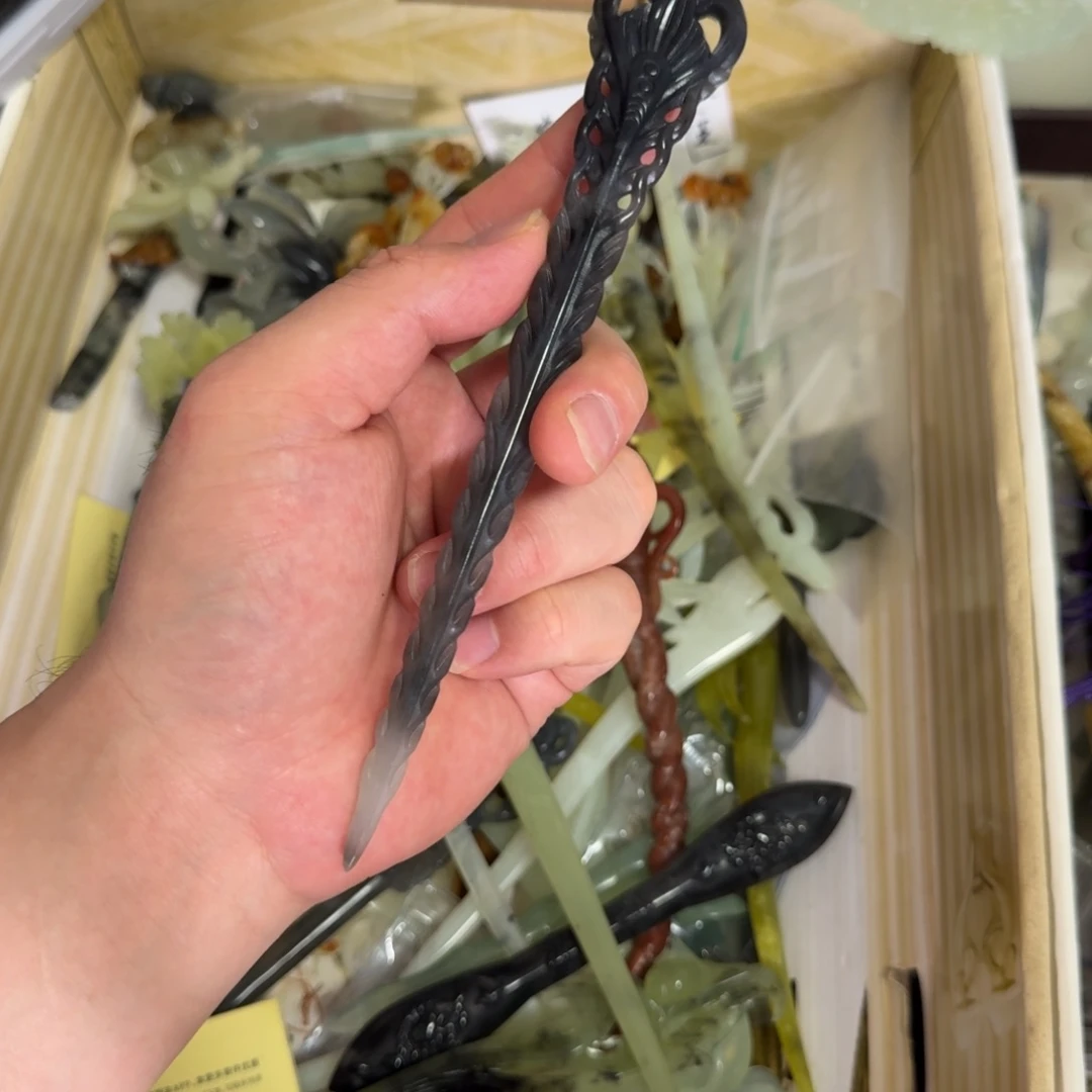 岫玉发饰未镶嵌明君玉簪就是好看