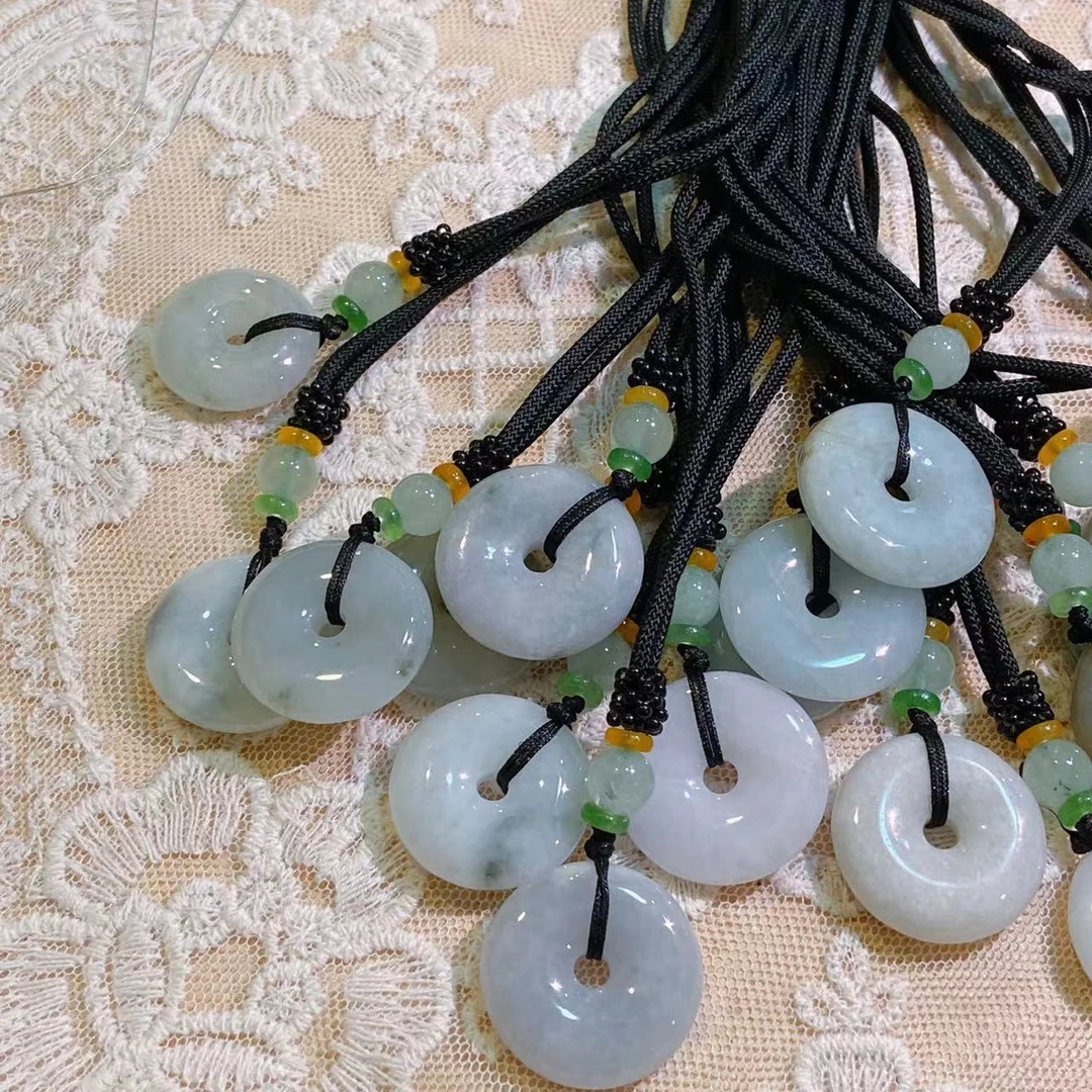 D171翡翠飘花平安扣套链多样性发一个