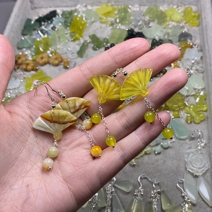 蛇纹石玉未镶嵌挂件耳饰耳环项链