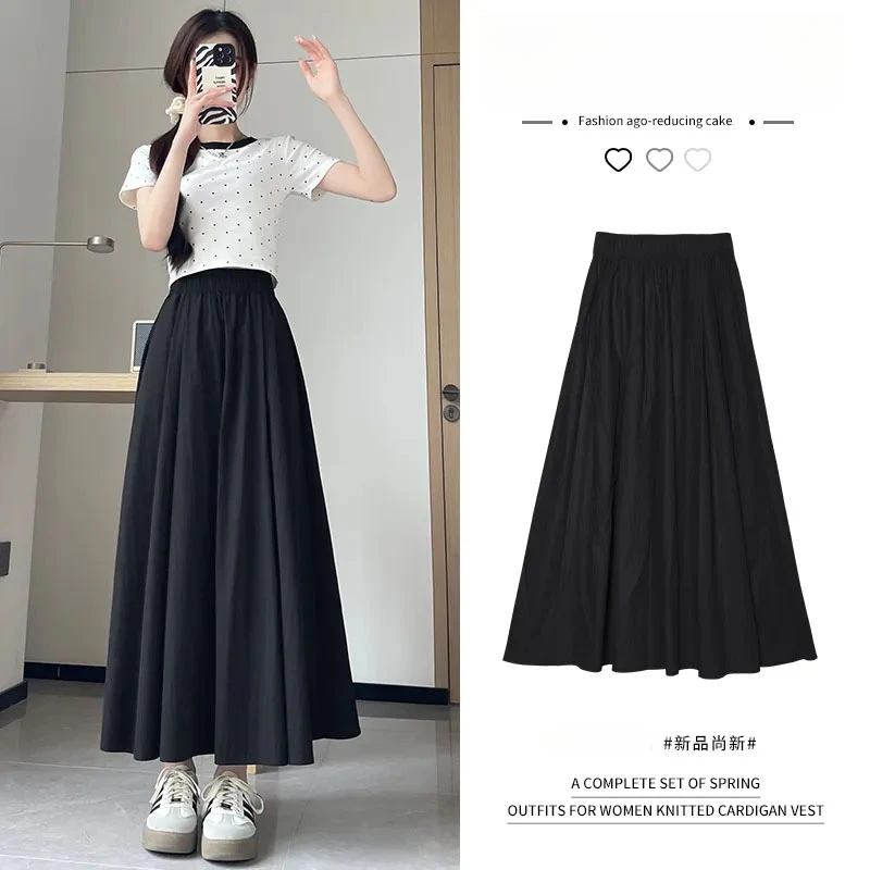 半身裙女2025春季薄款长裙山本半裙休闲宽松a字版半身裙气质裙
