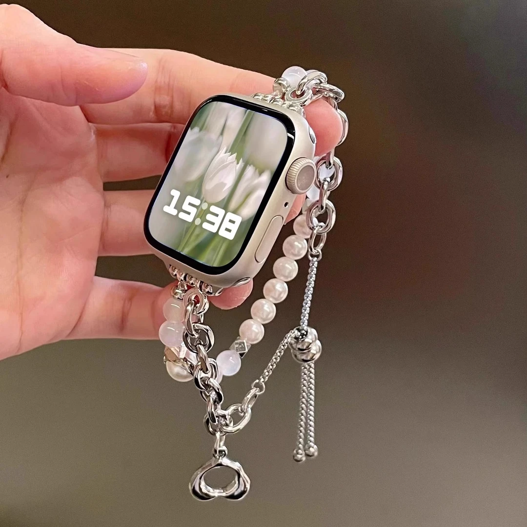 适用小米手环9pro新款珍珠表带链式8pro夏天女生高级感配件替换带