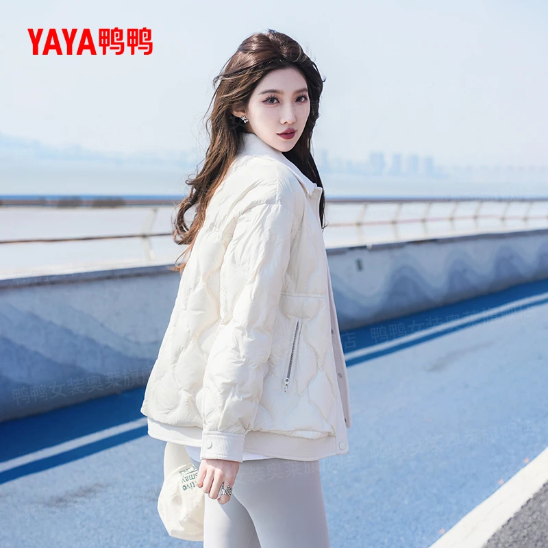 YAYA/鸭鸭90绒羽绒服女短款小个子时尚轻薄韩版百搭YE5B601007P