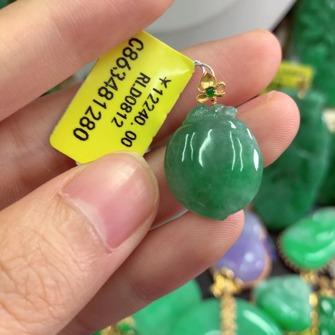翡翠18K金镶嵌吊坠(不含链)