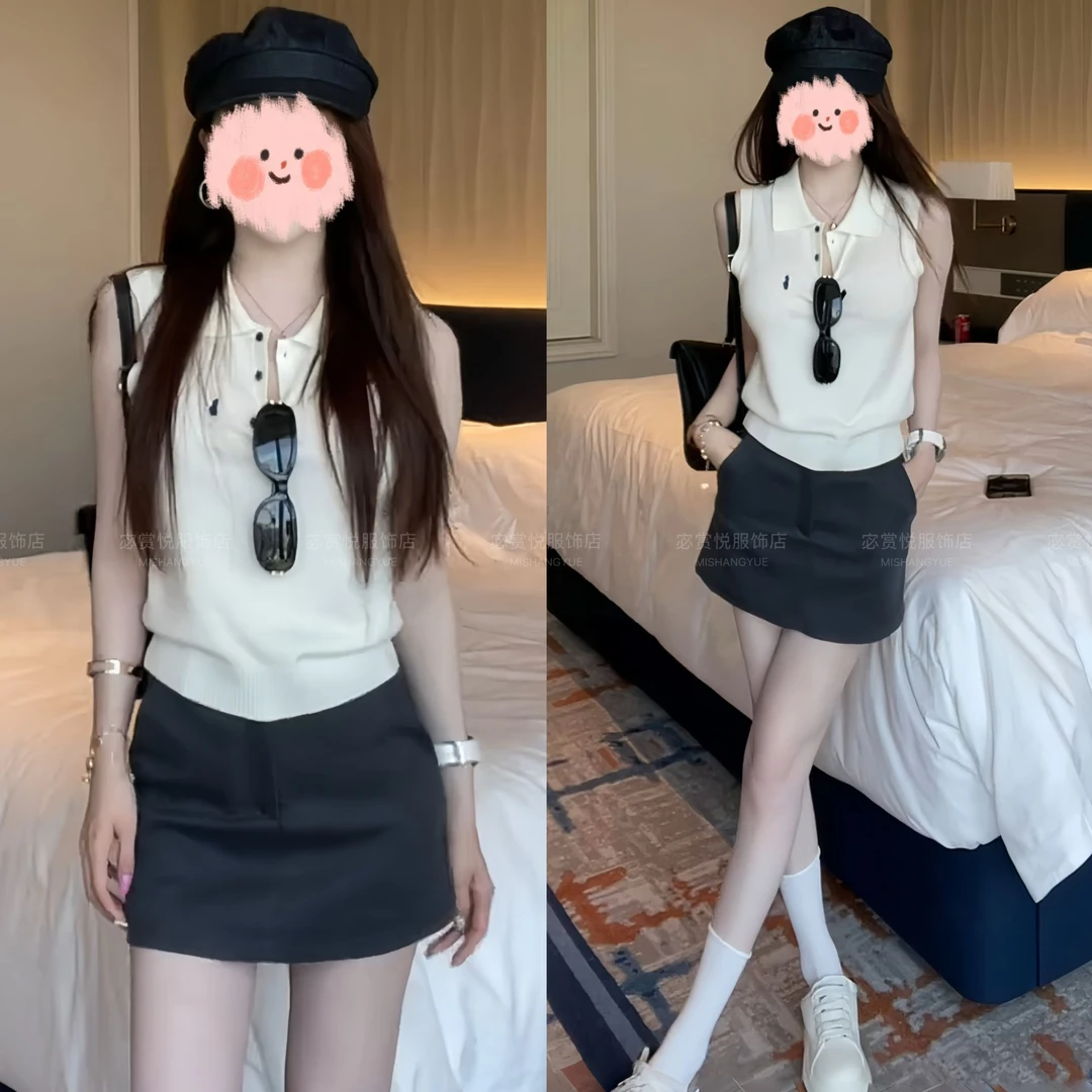 2025夏季新款针织背心马甲+裙裤两件套时尚洋气显瘦套装设计感女