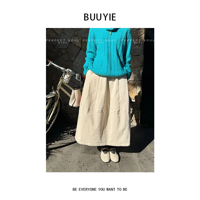 BUUYIE【柰狨】设计师款棉裤肌理感面料通勤百搭保暖半裙251362