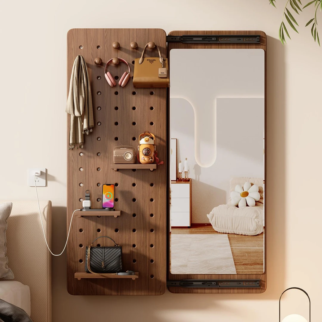 全身镜卧室家用隐藏洞洞板试衣镜一体式壁挂穿衣镜上墙可遮挡镜子