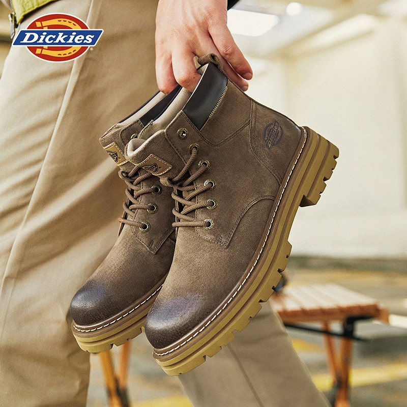 Dickies美拉德驼色马丁靴2025冬季新款复古百搭靴子厚底增高男靴