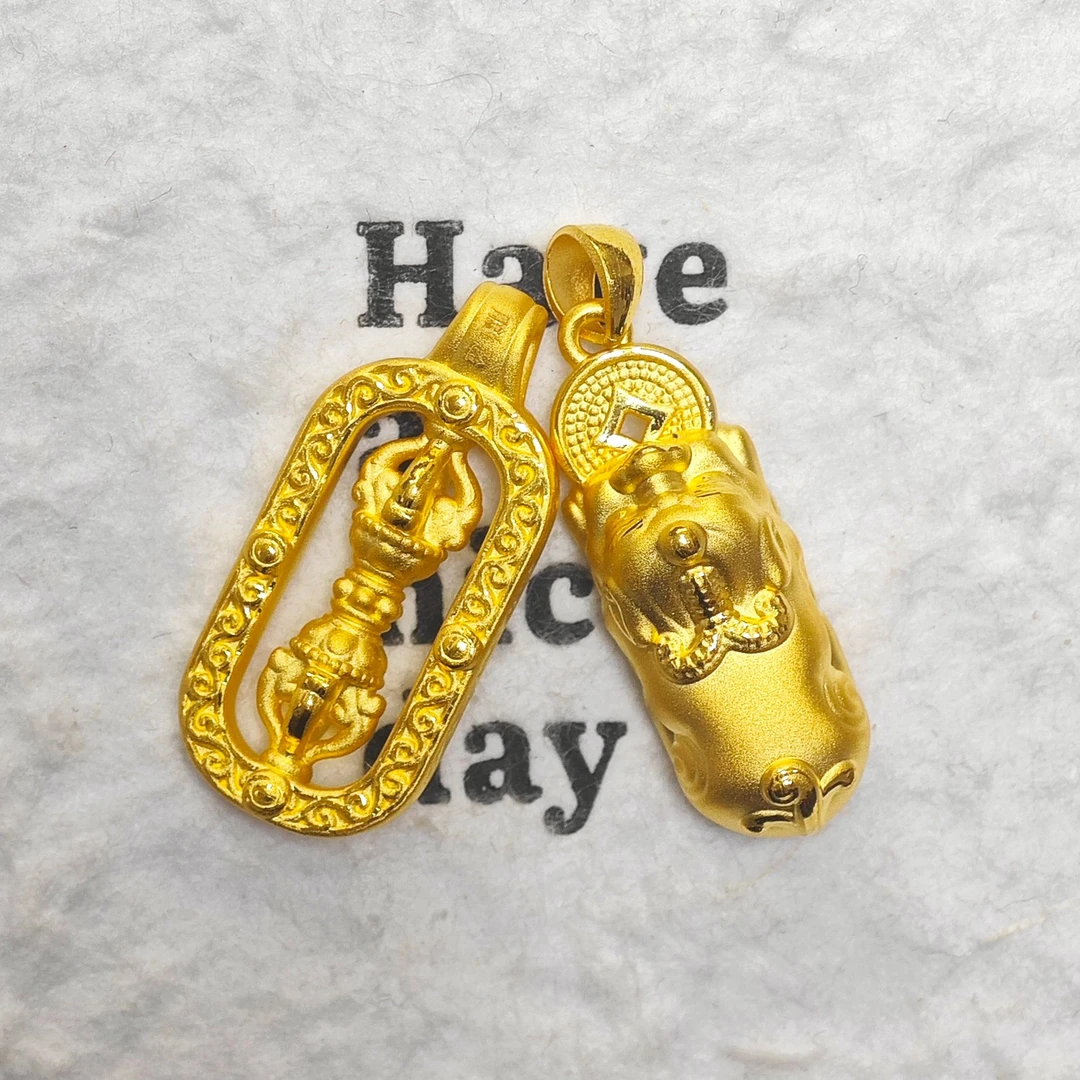 【貔貅金刚杵】足金黄金吊坠韦雪同款小众满分礼物水贝黄金直播定制