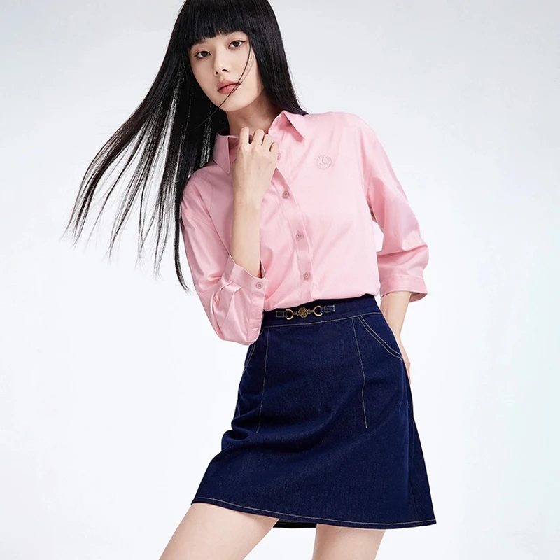navigare意大利小帆船春夏女士气质通勤ol七分袖衬衫遮肉显瘦衬衣