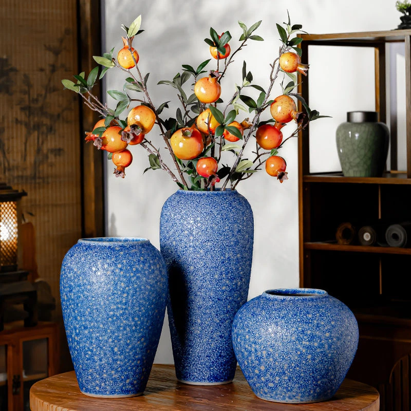 景德镇新中式蓝泡泡陶瓷花瓶中国风干花鲜花多肉花盆客厅家居摆件