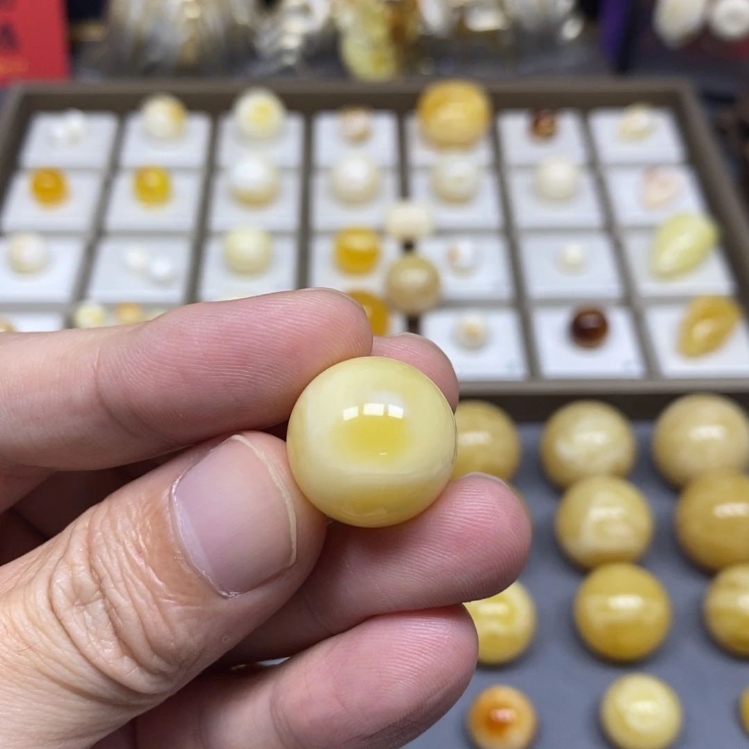 琥珀未镶嵌珠宝奇石18圆珠