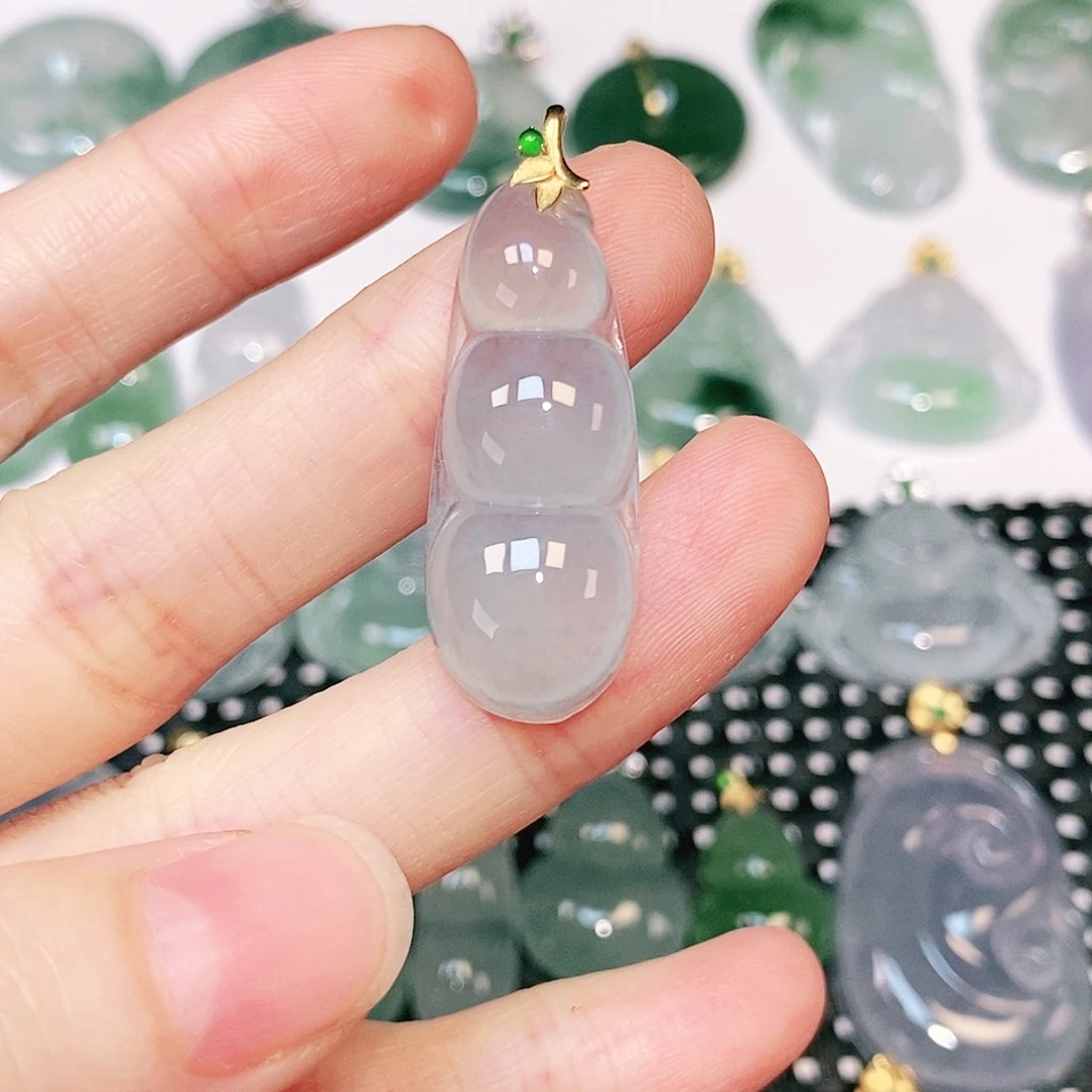 吊坠(不含链)18K金镶嵌翡翠