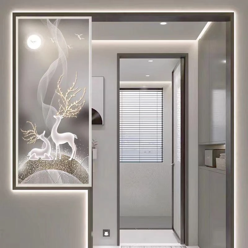 现代简约轻奢洗漱台卫生间半墙玻璃屏风隔断客厅入户玄关遮挡定制