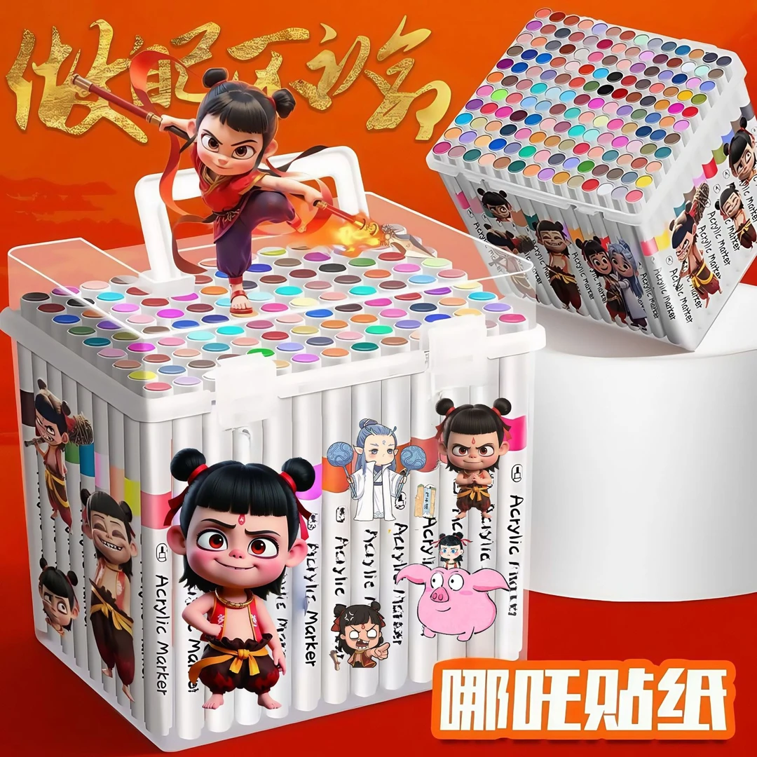 哪吒丙烯马克笔画画笔幼儿园小学生不透纸可叠色儿童绘画彩笔套装