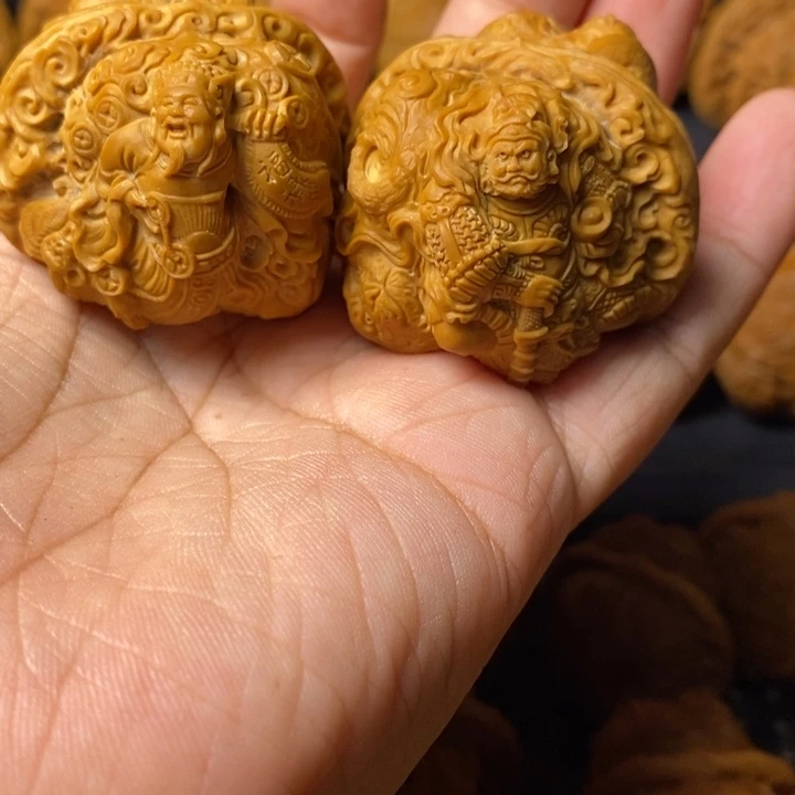 妙***华文玩核桃把件四财神