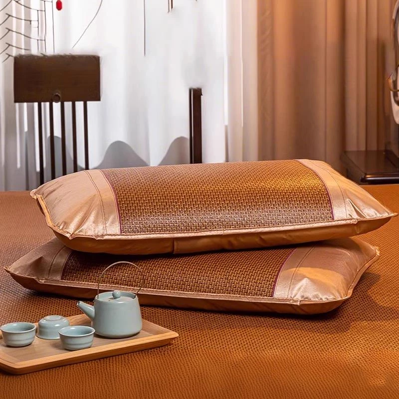 夏季凉席竹席枕套一对装藤枕套防滑舒适单人学生藤席枕耐磨套子