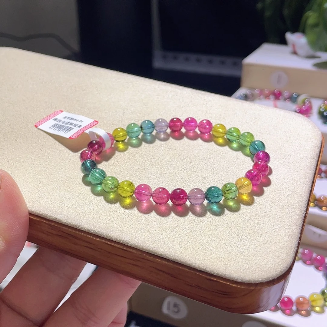 未镶嵌手链碧玺小精品艳丽彩虹透体6.4左右