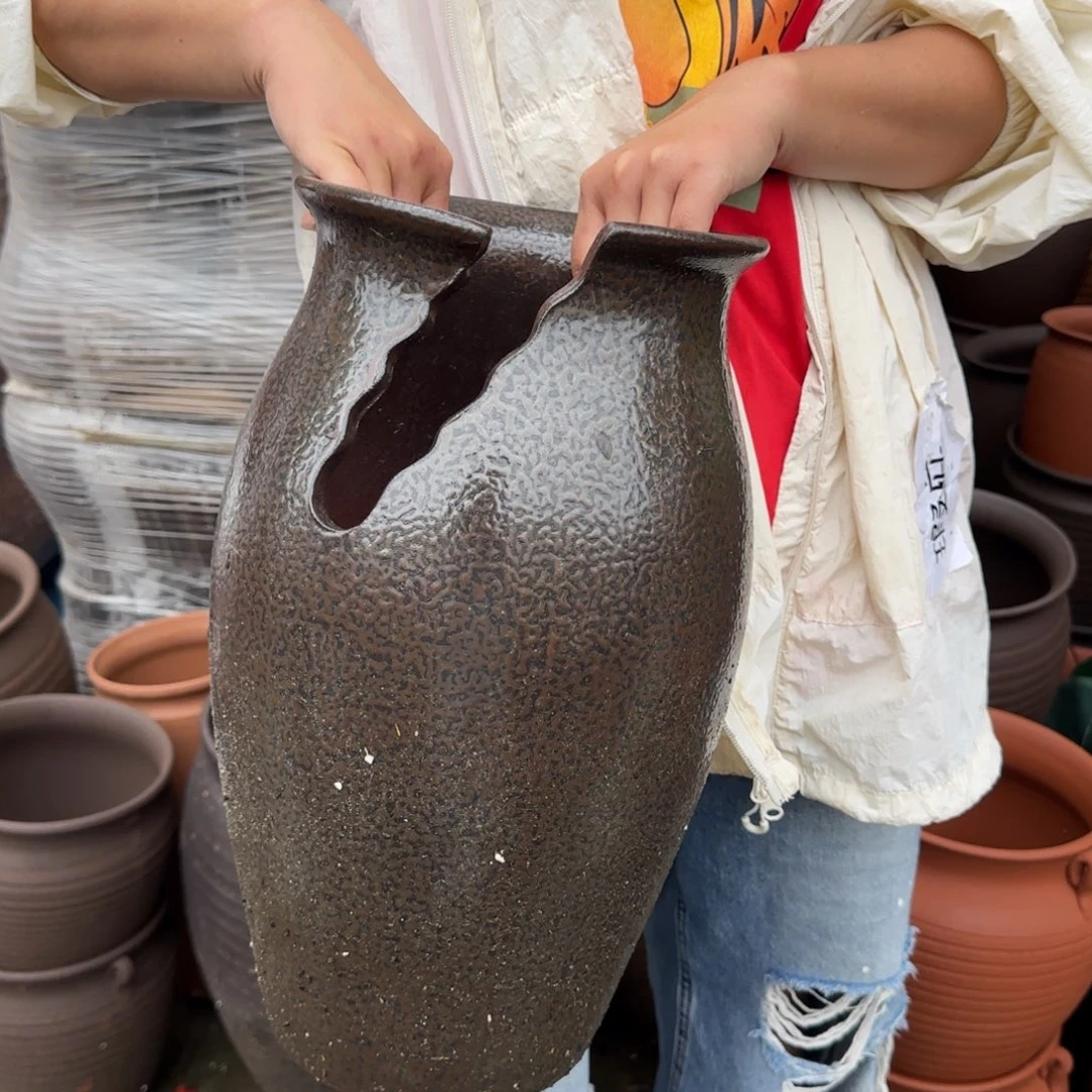 紫砂花瓶口20高40宜兴紫砂粗糙