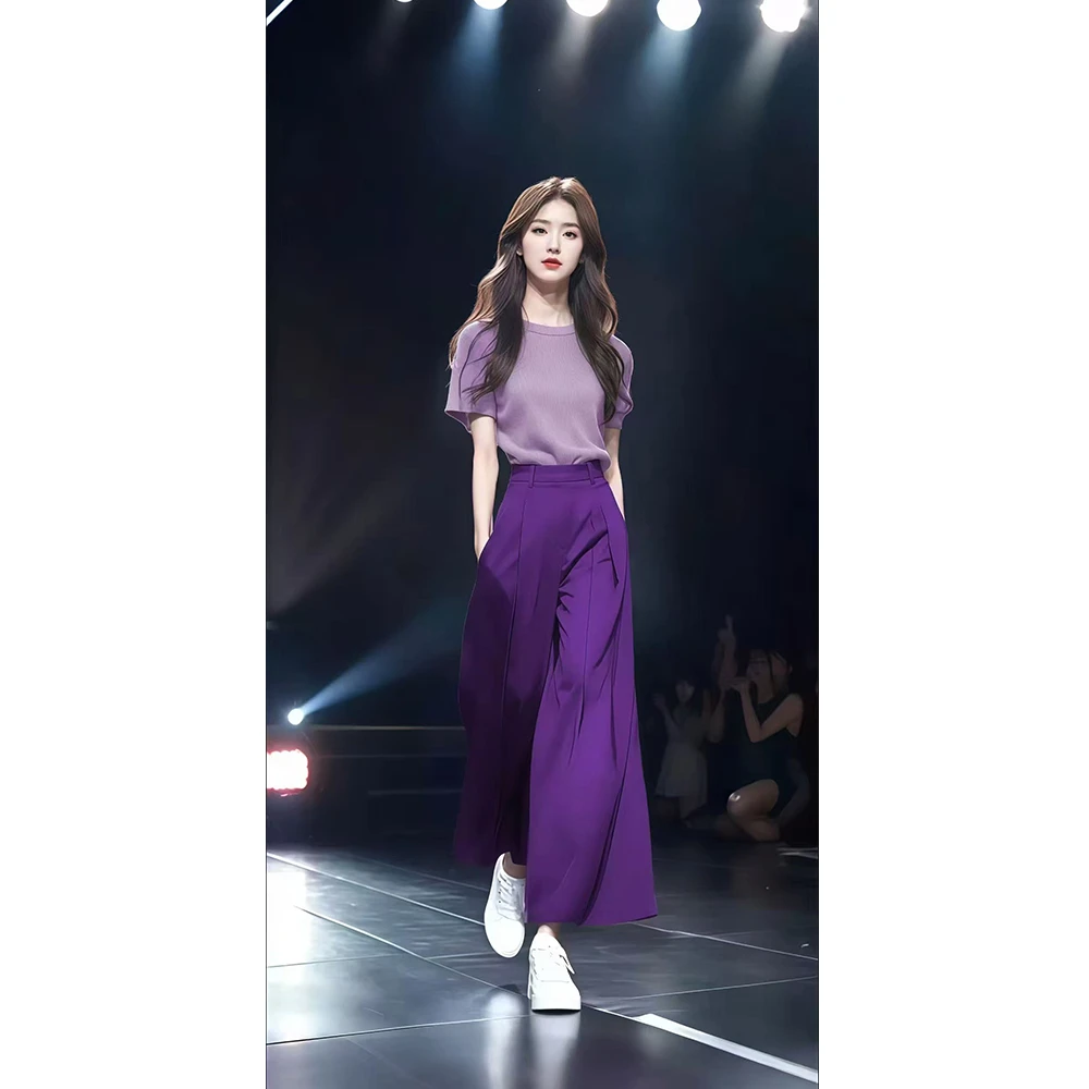 夏装搭配一整套盐系轻熟高级感小香风时尚上衣阔腿裤两件套装女款