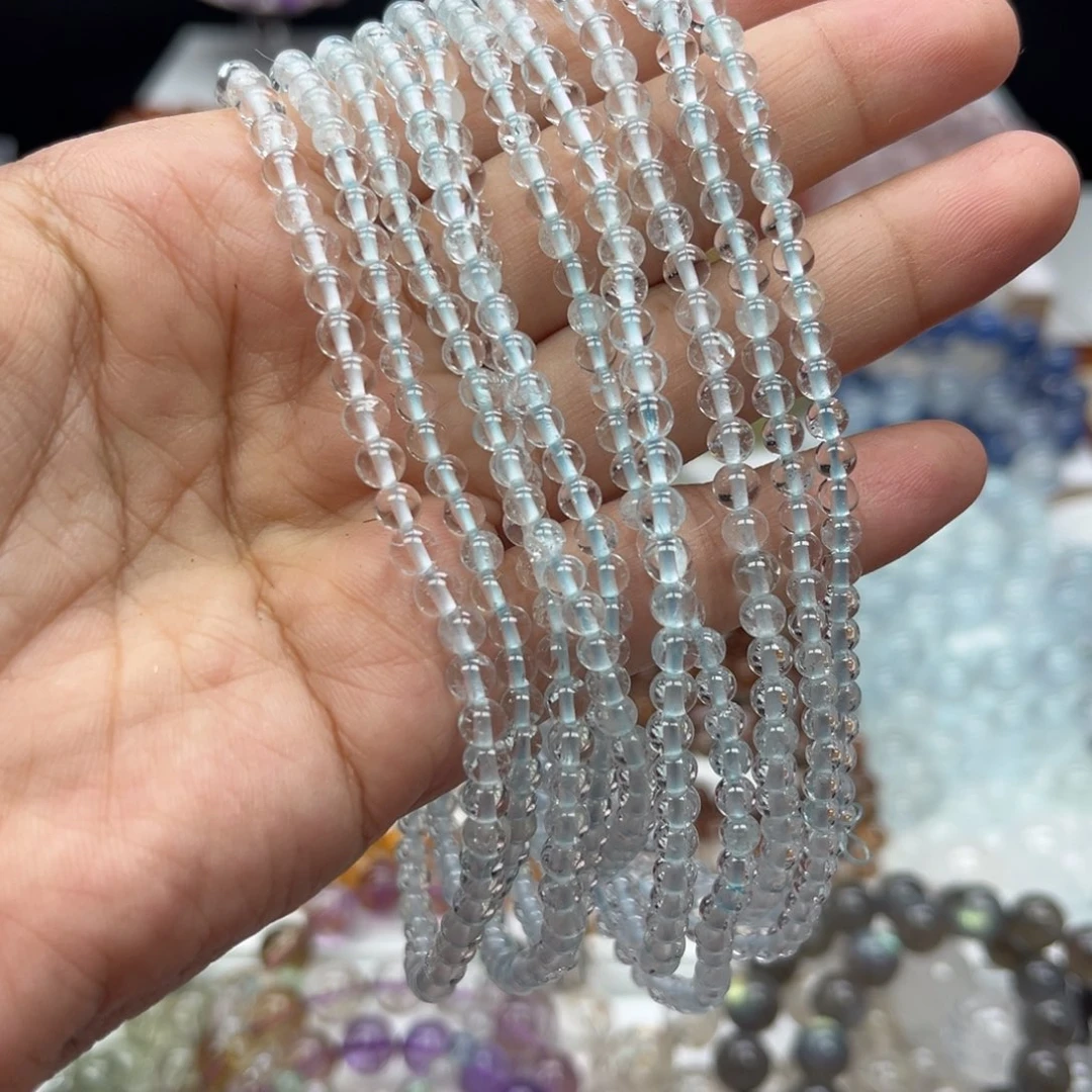 水晶手链未镶嵌三圈蓝托帕4.2mm