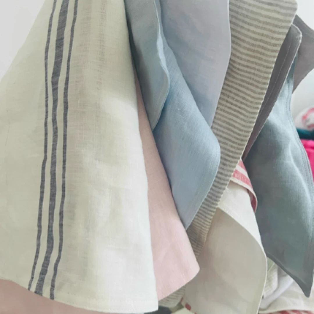 清仓处理亚麻毛巾洗脸条纹纯亚麻擦手巾双层亚麻方巾默认微瑕