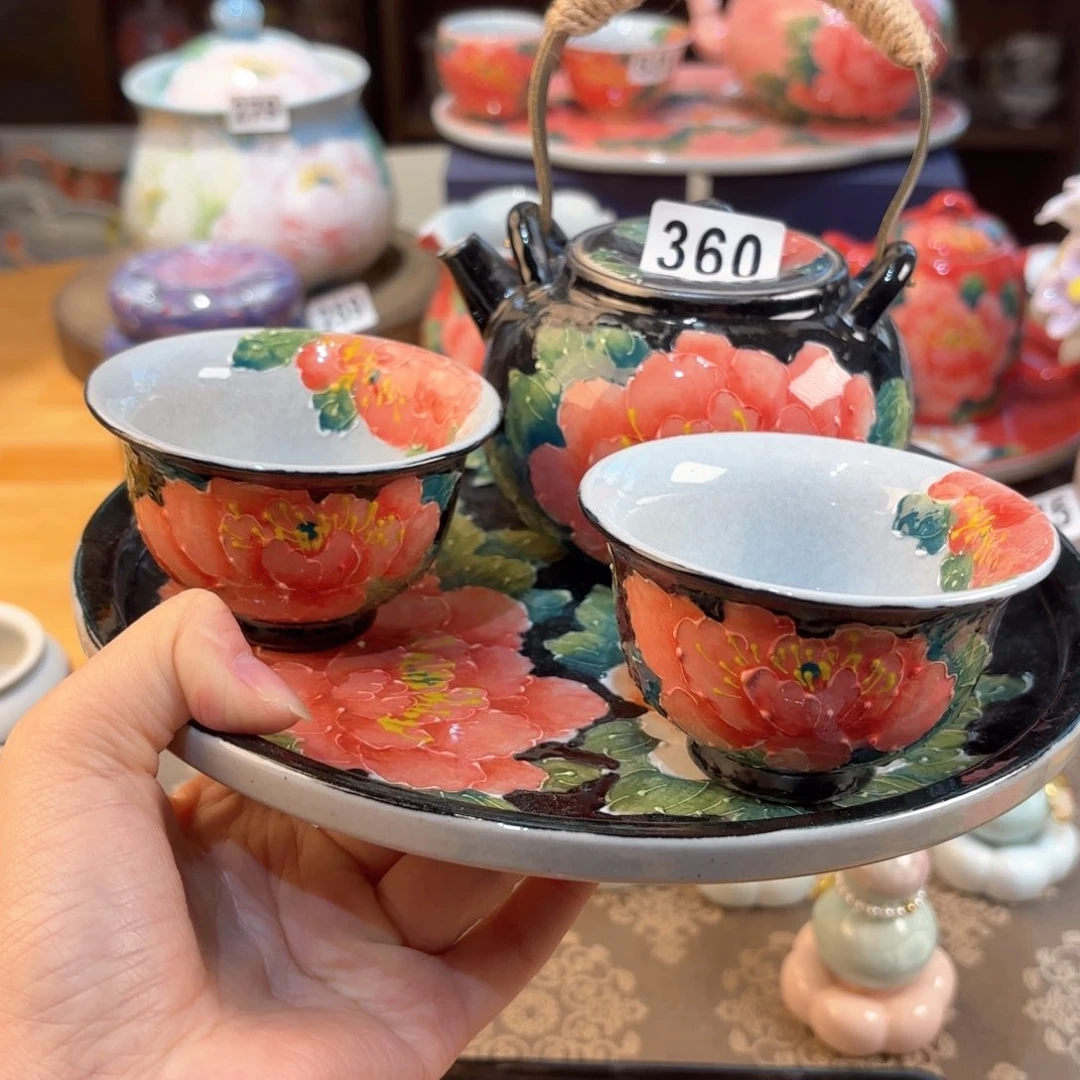 果****甜景德镇手绘高温釉下彩陶瓷茶具