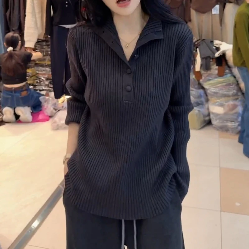 2025新款韩系百搭显瘦高领系针织纯色立领毛针织衫LK2507053