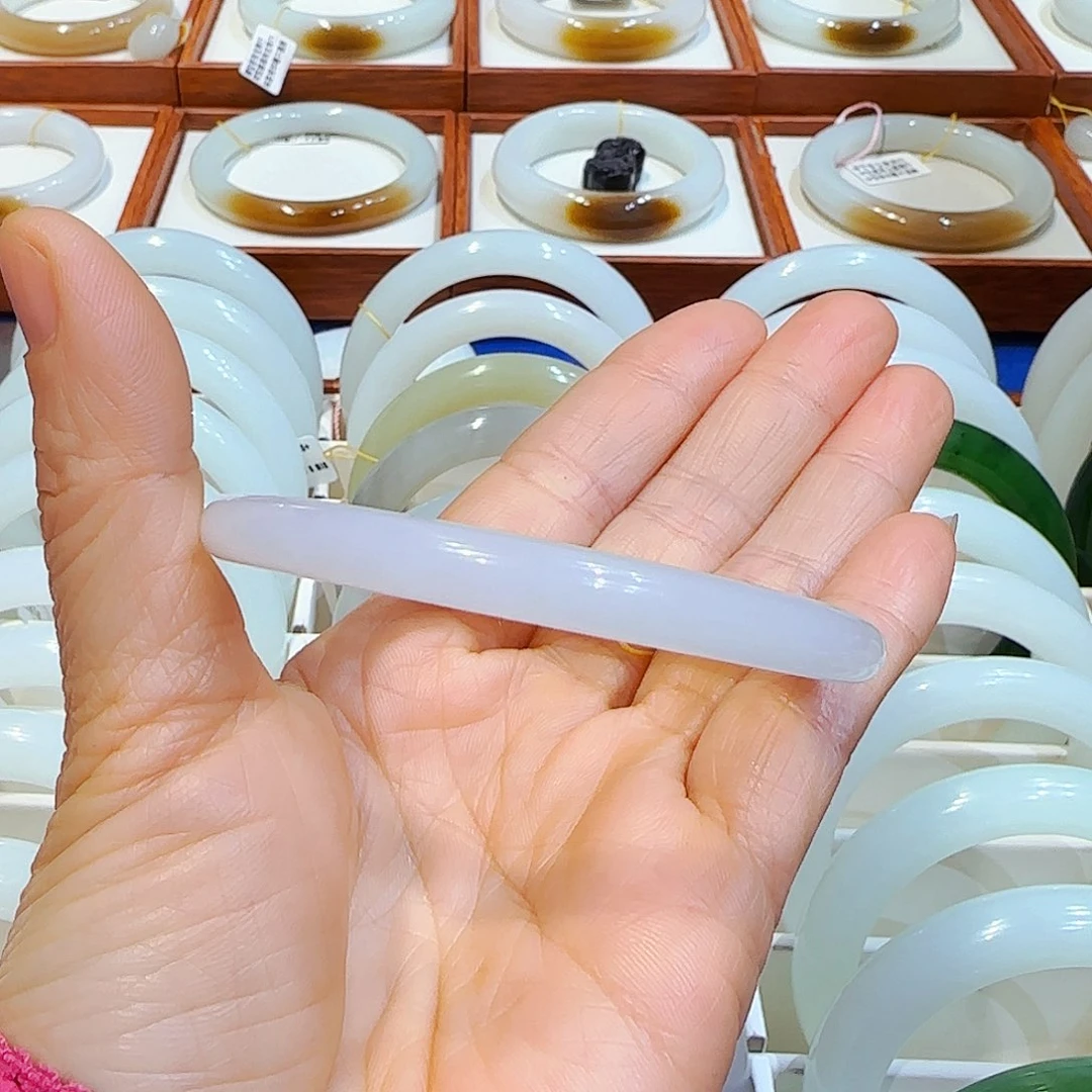 和田玉手镯未镶嵌羊脂白玉54.6