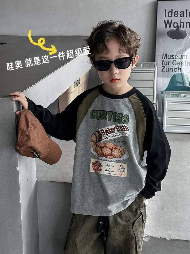 男童秋季长袖T恤春秋款2025新款儿童装春季休闲运动打底上衣春装