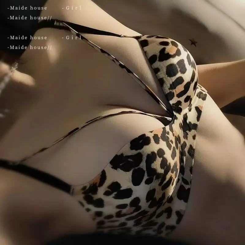聚拢无钢圈内衣女2025新款性感纯欲文胸上托显大豹纹小胸无痕胸罩