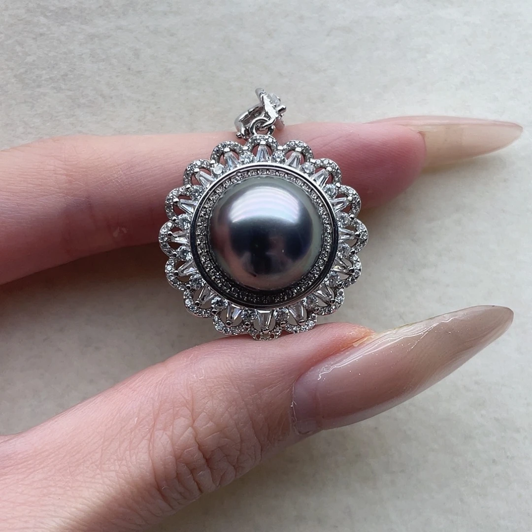 海水珍珠吊坠39银S925镶嵌