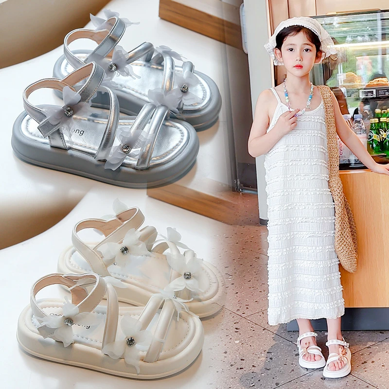女童凉鞋2025夏季新款花朵儿童公主鞋防滑鞋洋气百搭小女孩沙滩鞋
