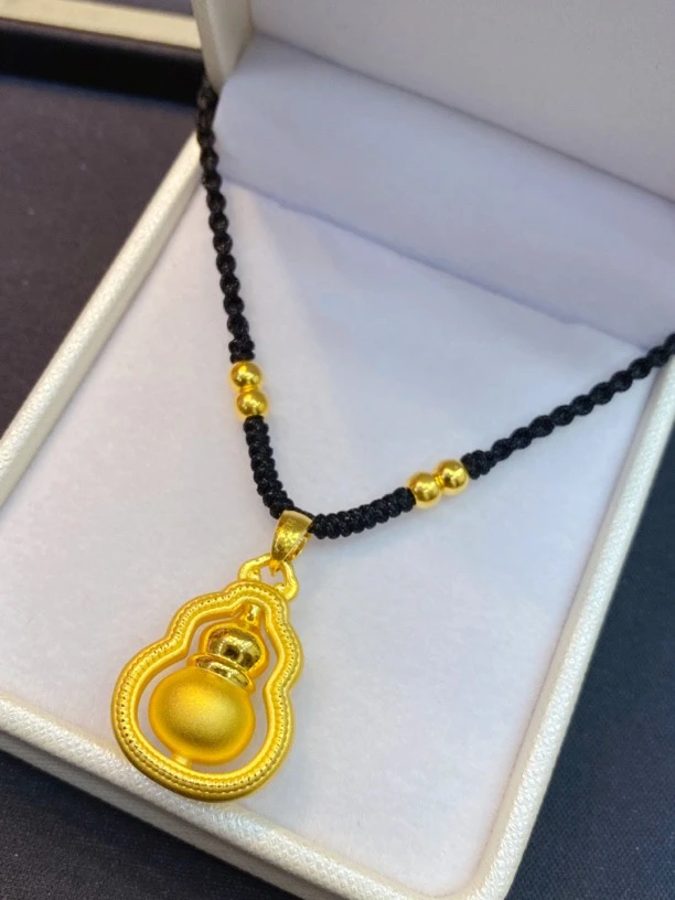 足金999葫芦编织项链