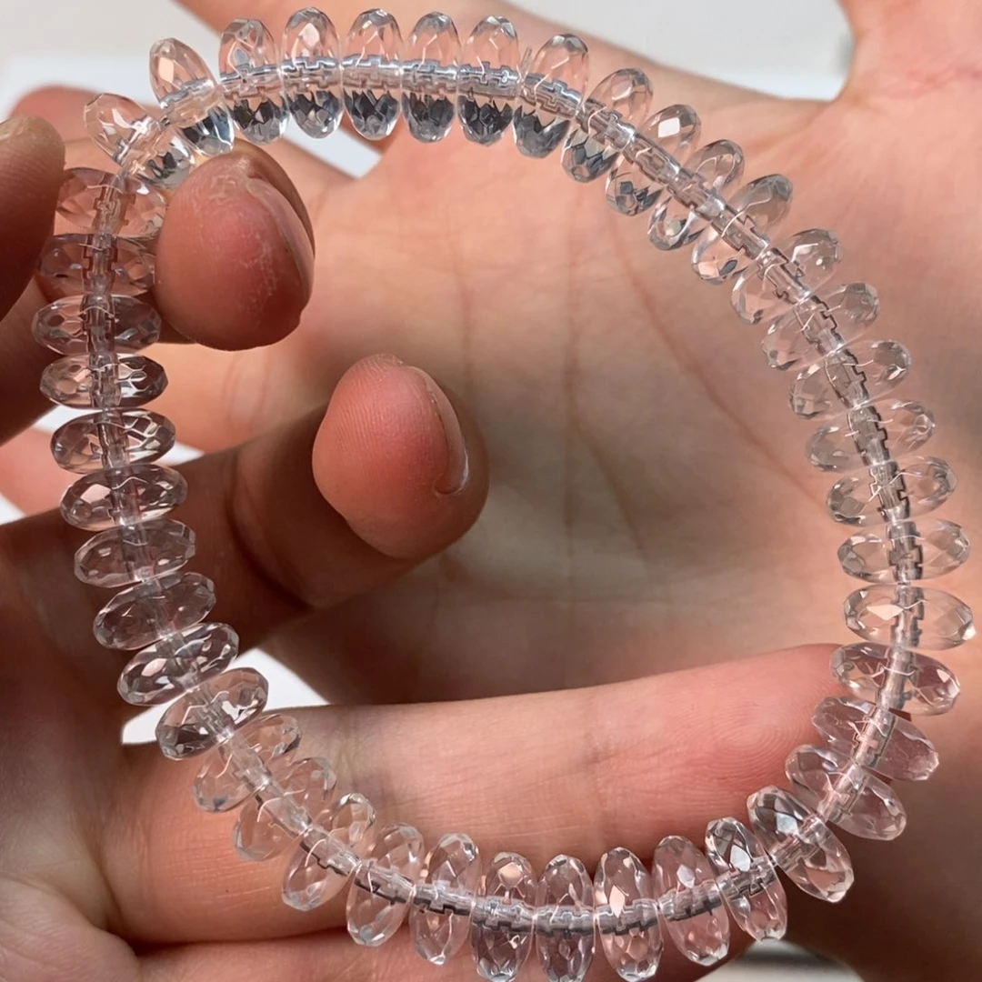 手串白水全净体 扁珠切割面