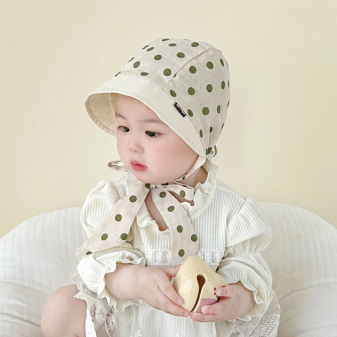 女宝宝大檐宫廷帽春夏薄款公主渔夫帽日系波点品质小众盆帽小女孩